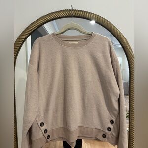 Cozy Beige Sweatshirt with Button Accents